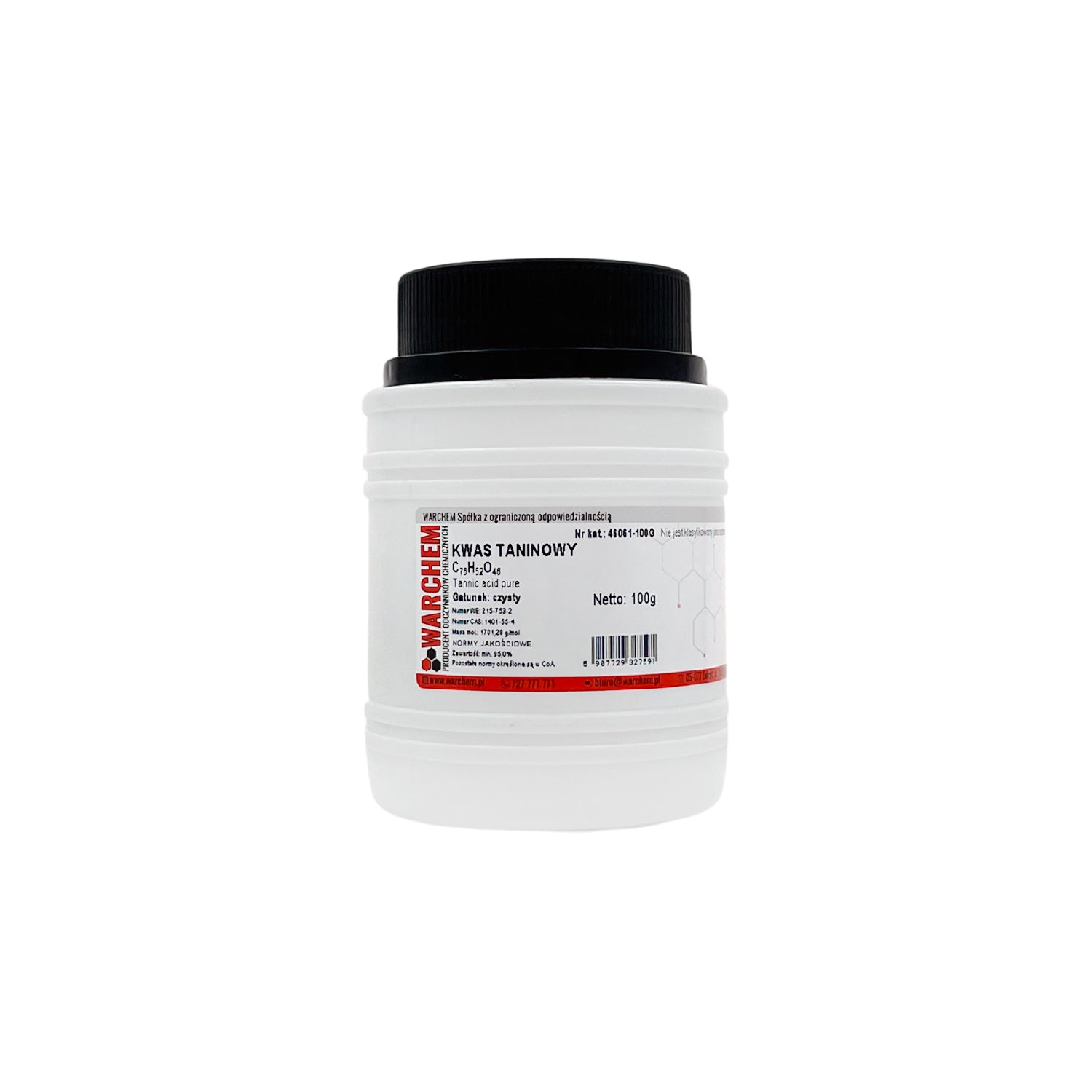 Reine Tanninsäure 100g von ChemMarkt.de, feine braune Pulverform, für chemische und industrielle Anwendungen, sichtbar in der Dose.