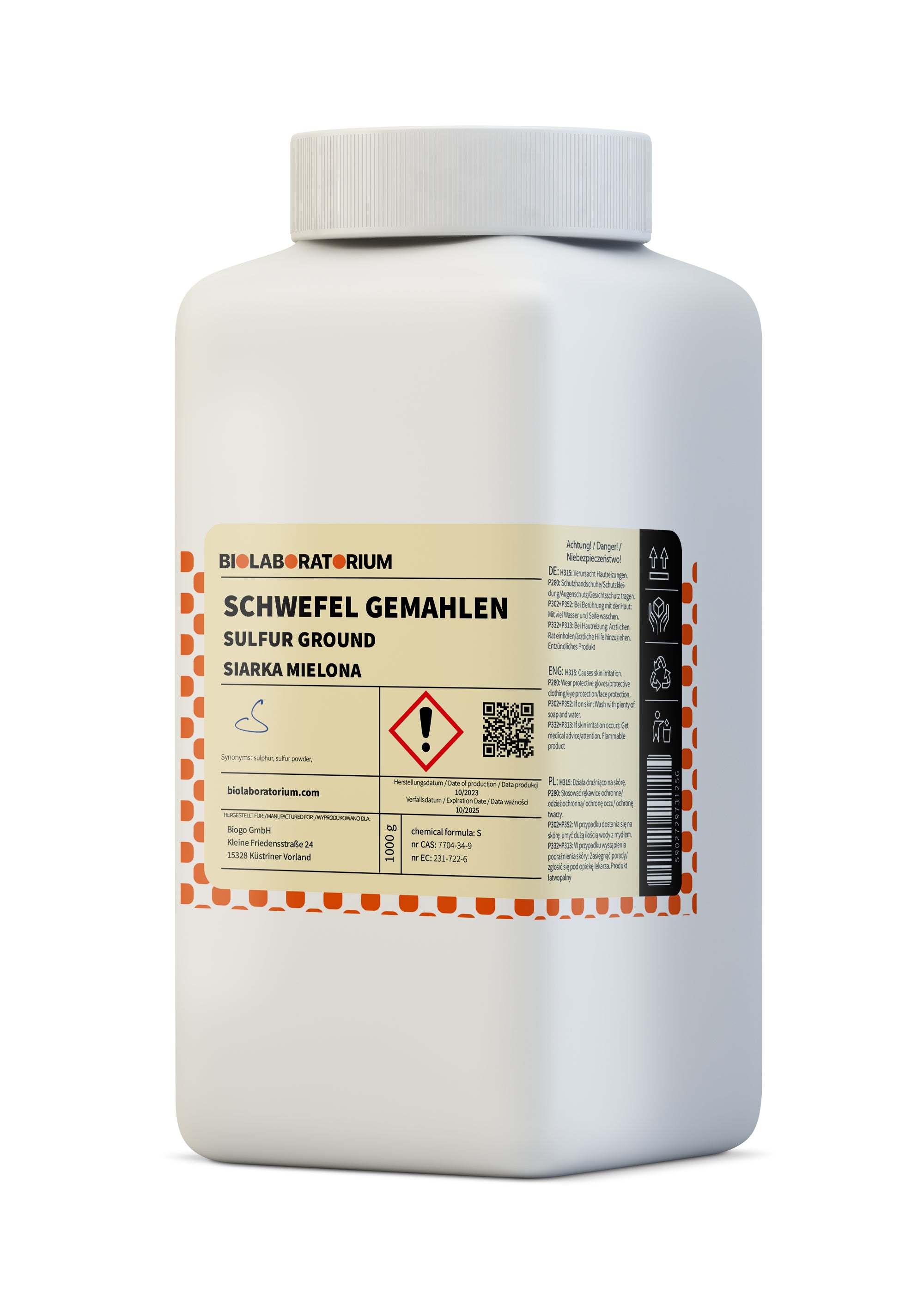 Gemahlener Schwefel 1kg BIOLABORATORIUM - ChemMarkt.de