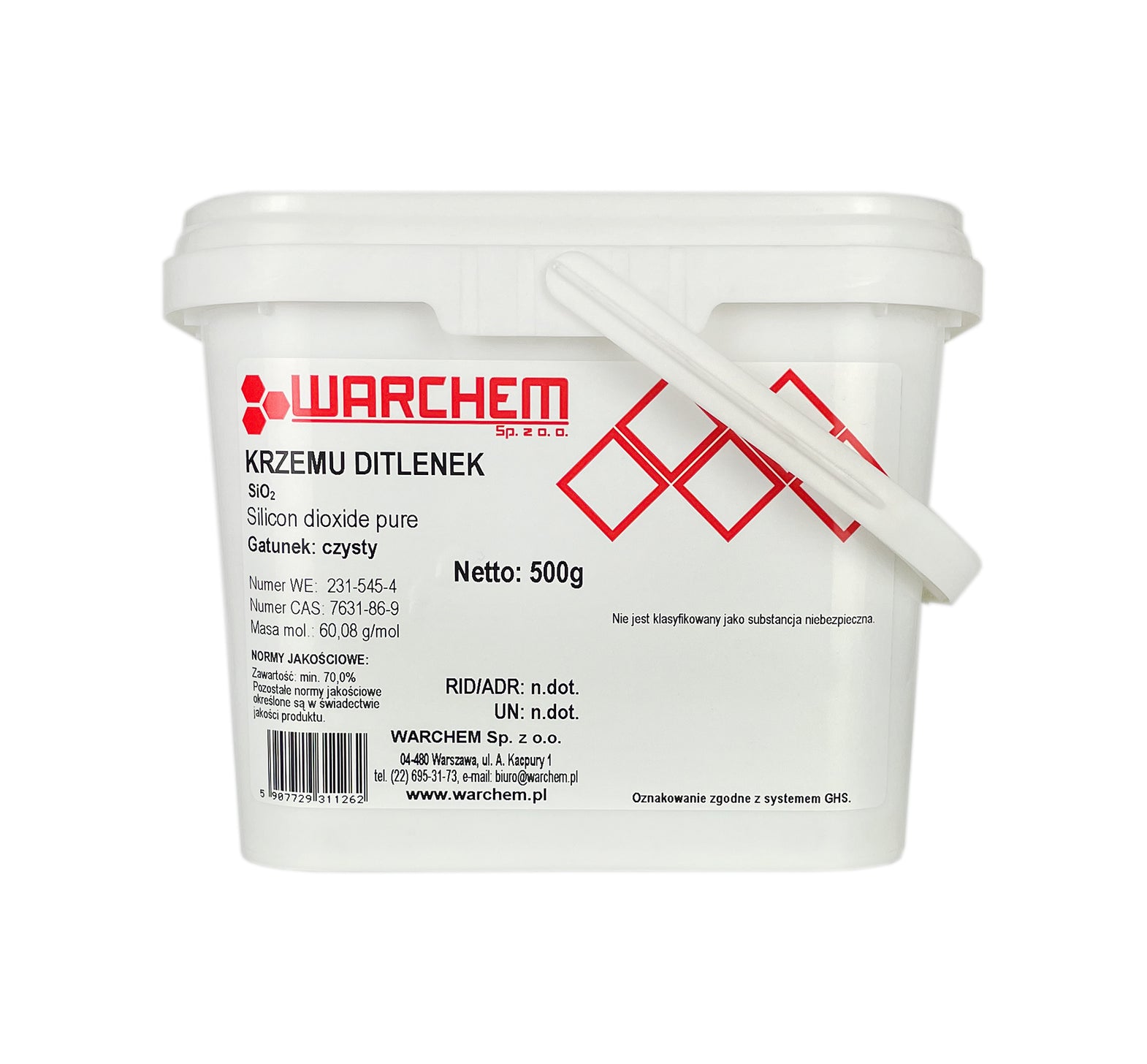 Reines Siliziumdioxid in 500g Verpackung von WARCHEM, feines weißes Pulver für industrielle und chemische Anwendungen