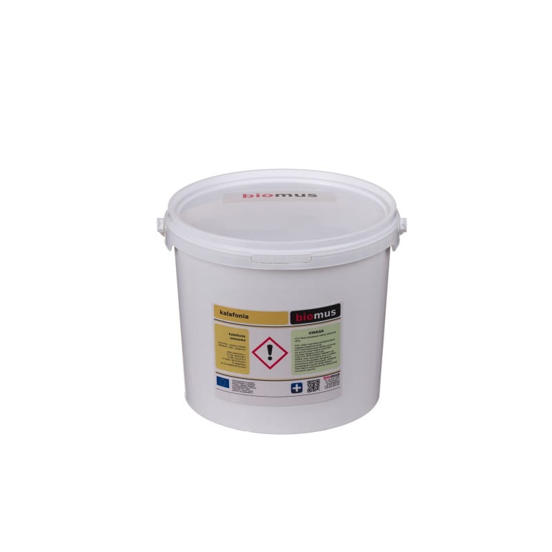 Pinienharz von BIOMUS, 5 kg, biologisches Naturharz in einem transparenten Behälter sichtbar.
