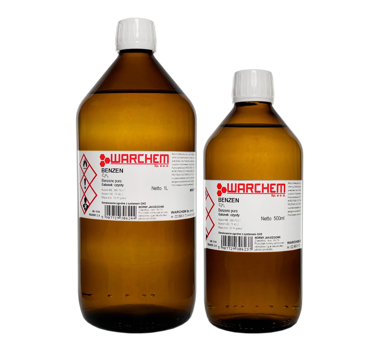 Rein Benzol 100ml von WARCHEM, ADR-Produkt, klare Flüssigkeit in Flasche, ideal für chemische Anwendungen