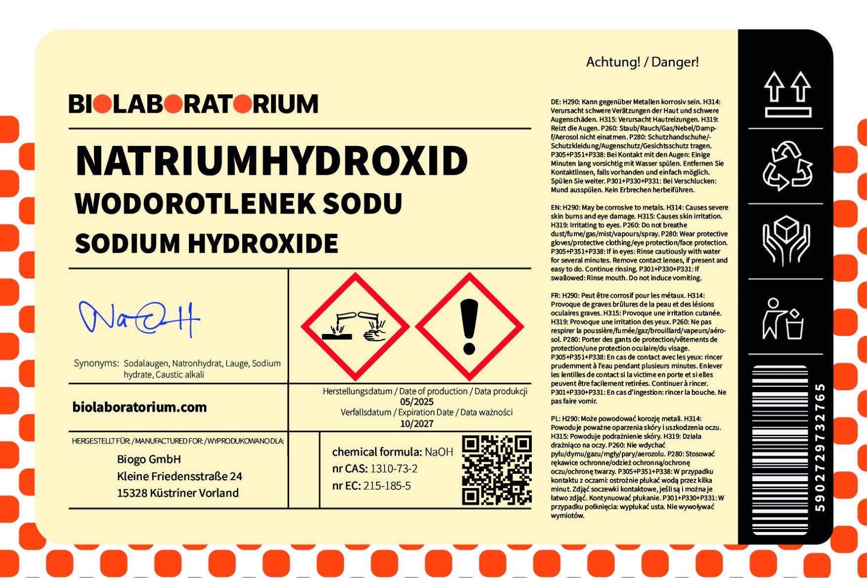 natronlauge aufbewahrung Ätznatron Natriumhydroxid NaOH Natronlauge Granulat 5 kg Biolaboratorium