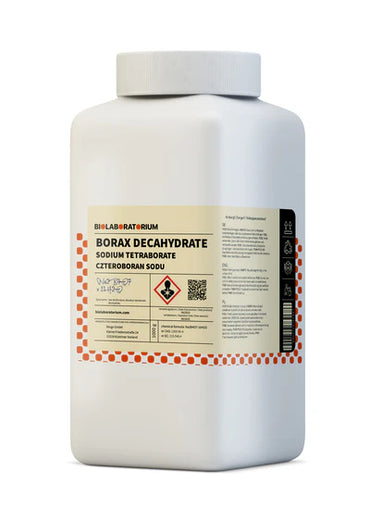 Borax Natriumtetraborat Decahydrat 1000g von BioLaboratorium, chemisch, in einer transparenten Verpackung, für Haushalt und Reinigung