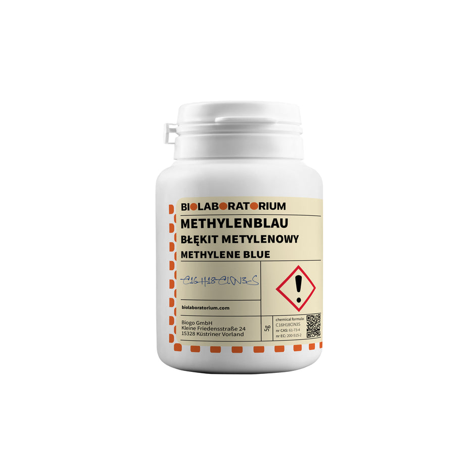 METHYLENBLAU Rein, 5g, chemische Substanz von ChemMarkt.de, ADR Produkt, für wissenschaftliche Anwendungen, in Verpackung.