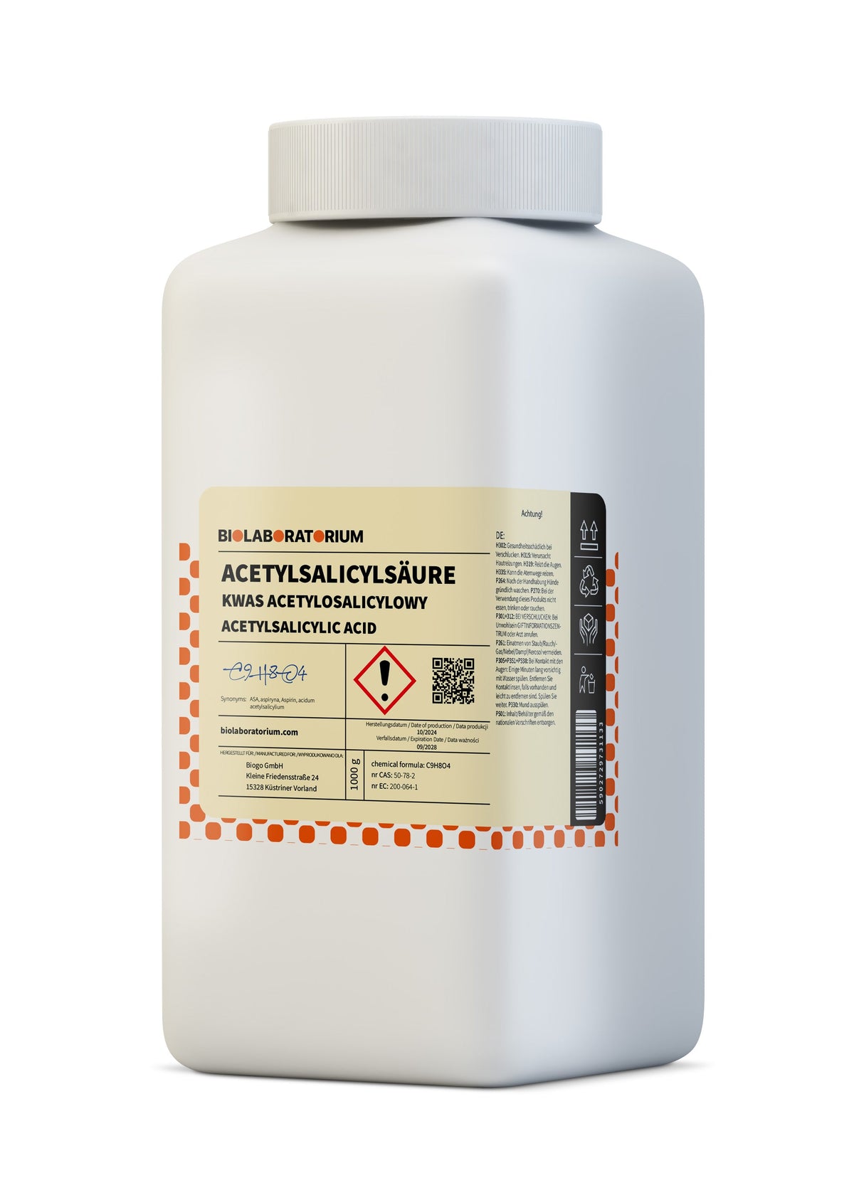 Acetylsalicylsäure c9h8o4 1kg BIOLABORATORIUM - ChemMarkt.de