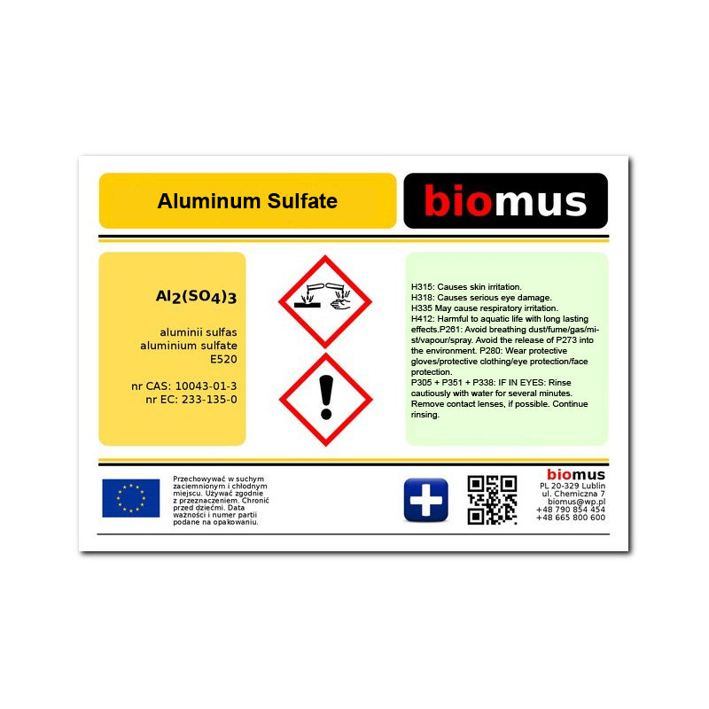 Aluminiumsulfat 1kg BIOMUS - ChemMarkt.de