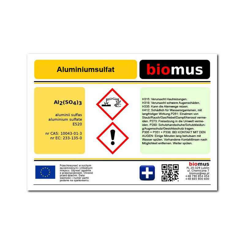 Aluminiumsulfat 1kg BIOMUS - ChemMarkt.de