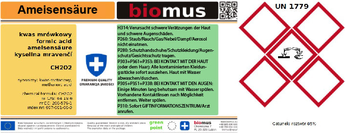 Ameisensäure 85% 25kg BIOMUS - ChemMarkt.de