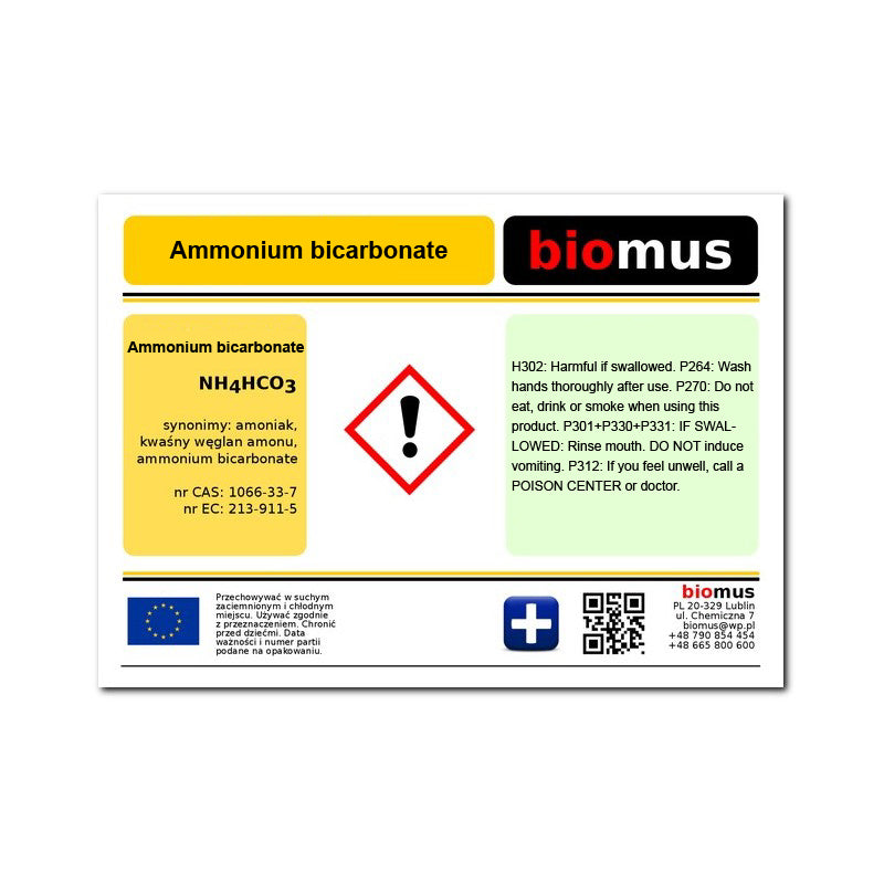 Ammoniumbicarbonat. Ammoniak 1 kg BIOMUS - ChemMarkt.de
