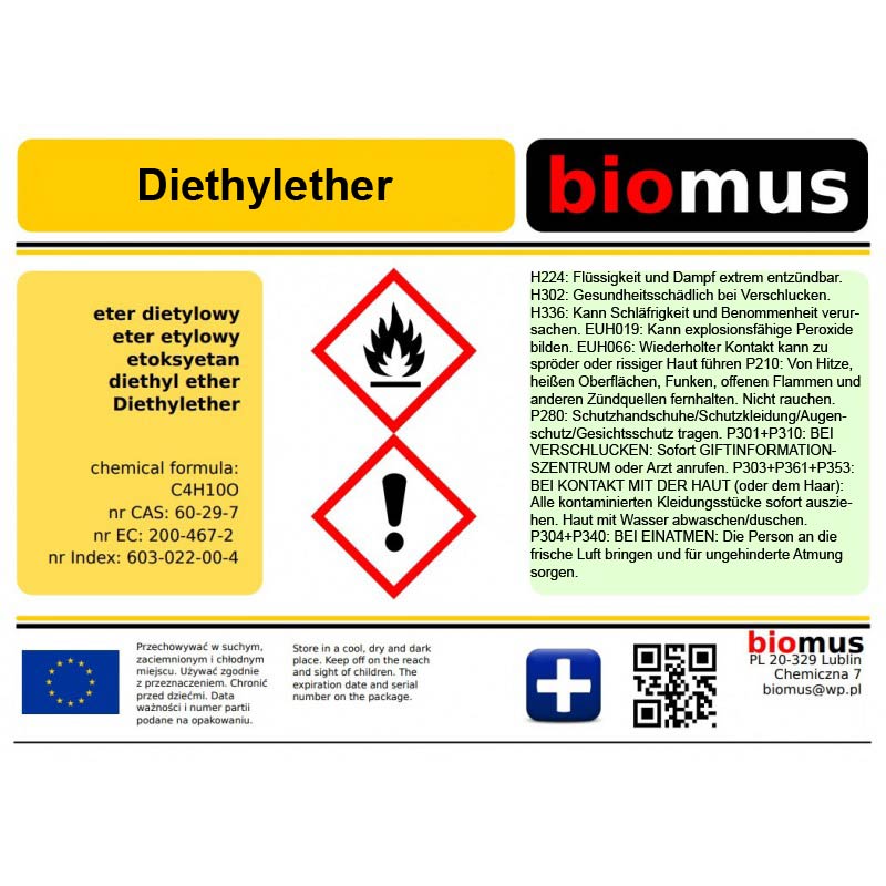 Diethylether C4H10O 500ml BIOMUS - ChemMarkt.de