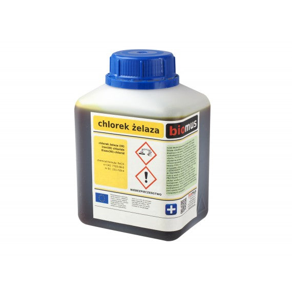 Eisenchlorid 37 % in 250 ml Flasche von BIOMUS, klare Flüssigkeit in dunkler Flasche, chemische Lösung für Garten und Industrie