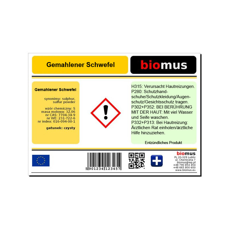 Gemahlener Schwefel 3kg BIOMUS - ChemMarkt.de