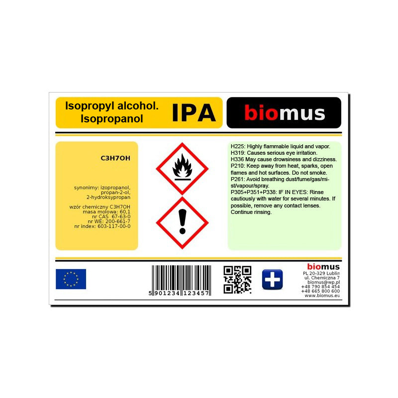 Isopropylalkohol IPA Isopropanol Reines Min. 99,9% 1L BIOMUS - ChemMarkt.de