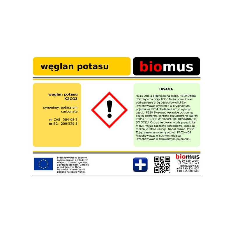 Kaliumcarbonat 500g BIOMUS - ChemMarkt.de