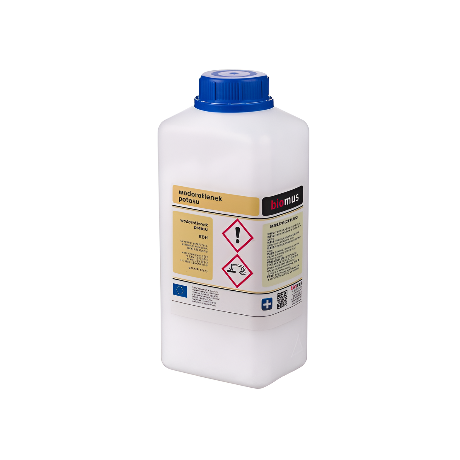 Kaliumhydroxid 1kg von BIOMUS, ADR-konformes Produkt, chemische Substanz in einem sicheren Behälter, ideal für chemische Anwendungen