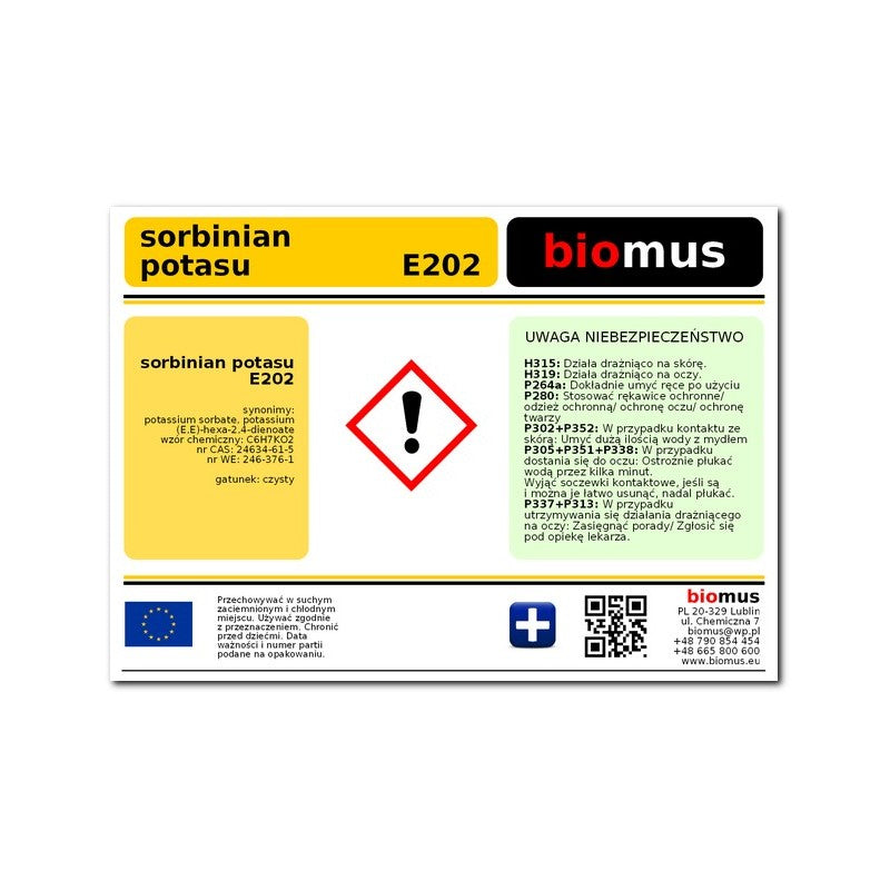 Kaliumsorbat E202 500g BIOMUS - ChemMarkt.de