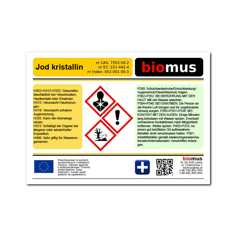 Kristallines Jod 25g BIOMUS - ChemMarkt.de
