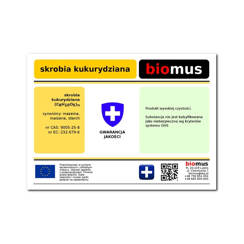 Maisstärke 1kg BIOMUS - ChemMarkt.de