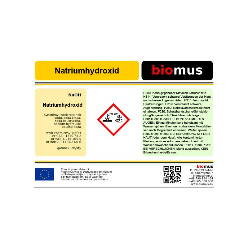 Natriumhydroxid 25kg BIOMUS - ChemMarkt.de