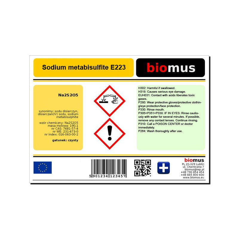 Natriummetabisulfit E223 25kg BIOMUS - ChemMarkt.de