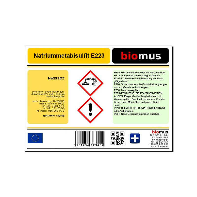 Natriummetabisulfit E223 500g BIOMUS - ChemMarkt.de