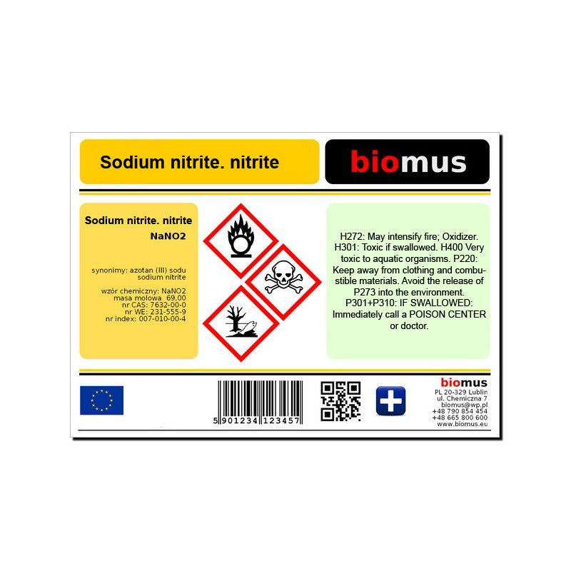 Natriumnitrit. Nitrit NaNO2 1kg BIOMUS - ChemMarkt.de