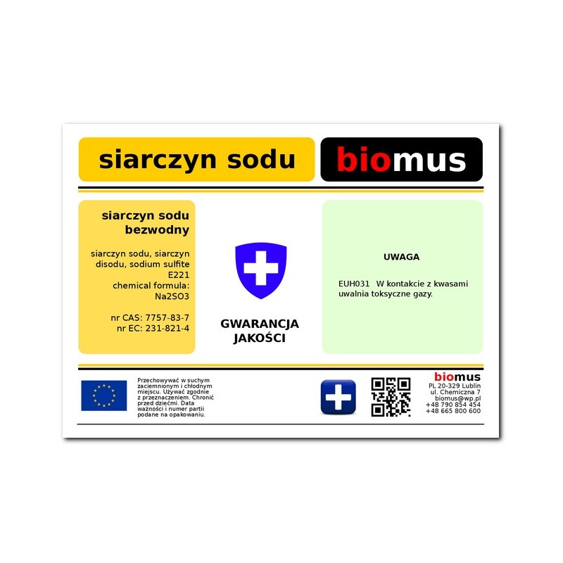 Natriumsulfit Wasserfrei 1kg BIOMUS - ChemMarkt.de