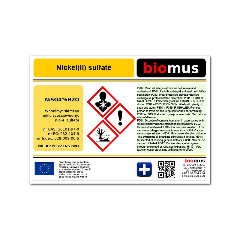 Nickelsulfat 100g BIOMUS - ChemMarkt.de