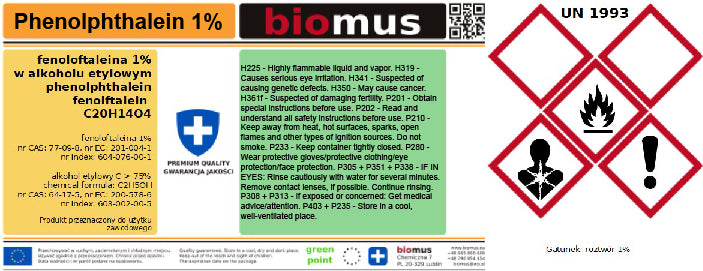 PHENOLOPHTHALEIN RR 1% PH-Indikator 1 L BIOMUS - ChemMarkt.de