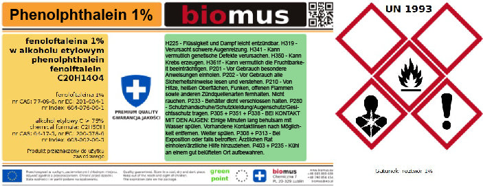 PHENOLOPHTHALEIN RR 1% PH-Indikator 1 L BIOMUS - ChemMarkt.de