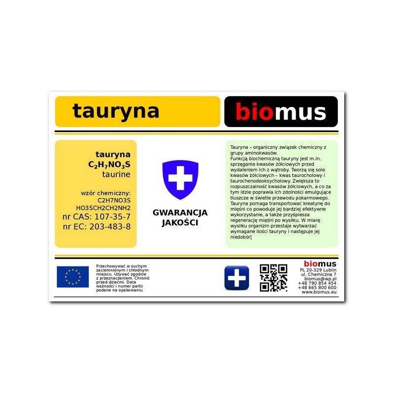 Taurin 500g BIOMUS - ChemMarkt.de