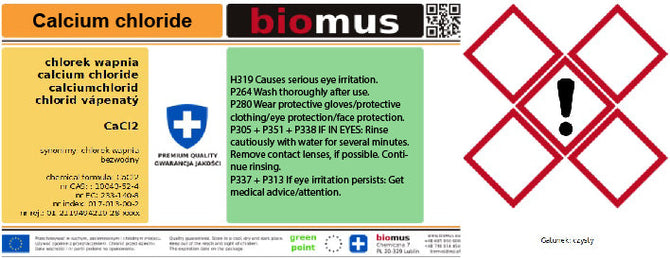 Wasserfreies Calciumchlorid. Rein 500g BIOMUS - ChemMarkt.de
