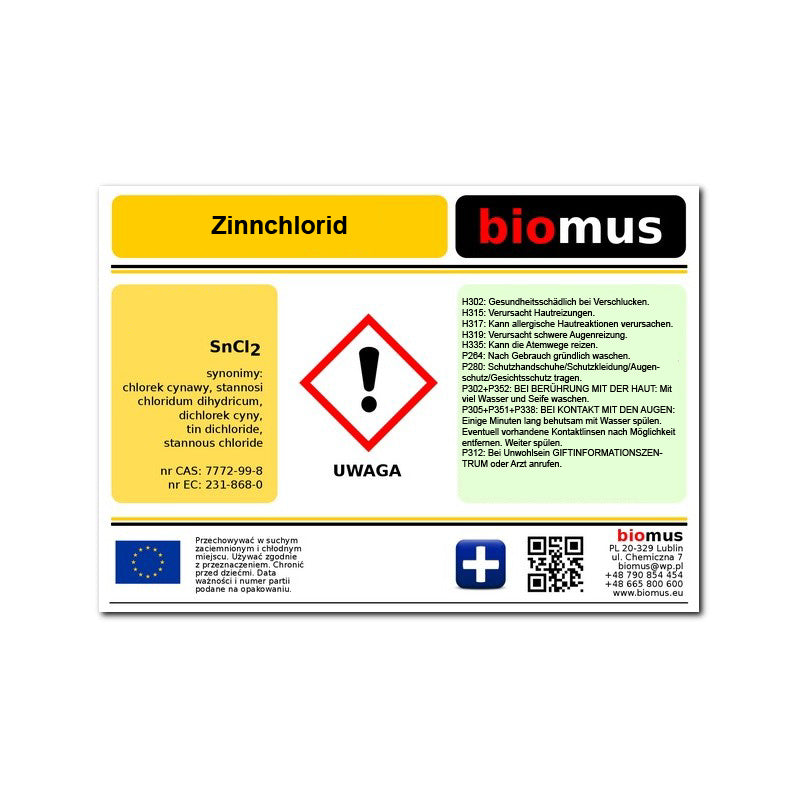 Zinnchlorid. Wasserfrei 1kg BIOMUS - ChemMarkt.de