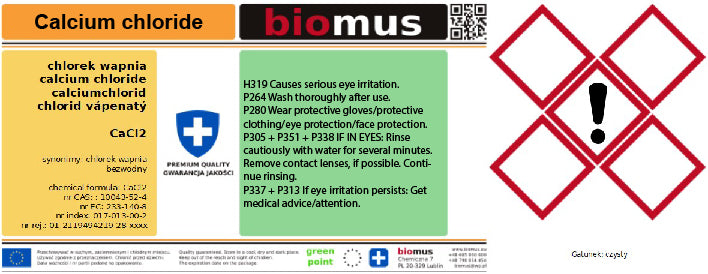 Wasserfreies Calciumchlorid. Reine 3kg BIOMUS