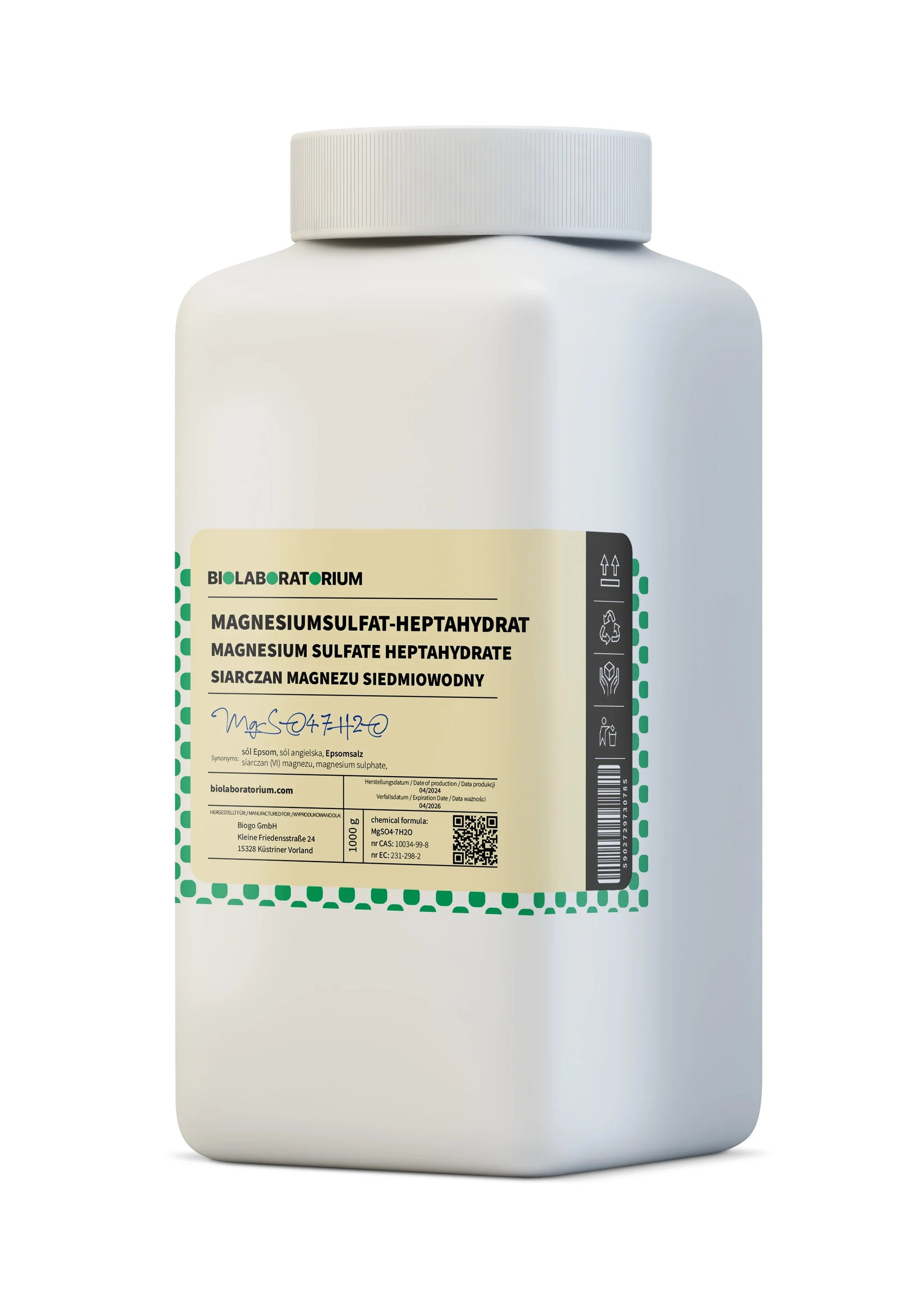 Bittersalz Magnesiumsulfat Heptahydrat 1000g von ChemMarkt.de, fein gemahlene BioLaboratorium Qualität, für Bad und Garten