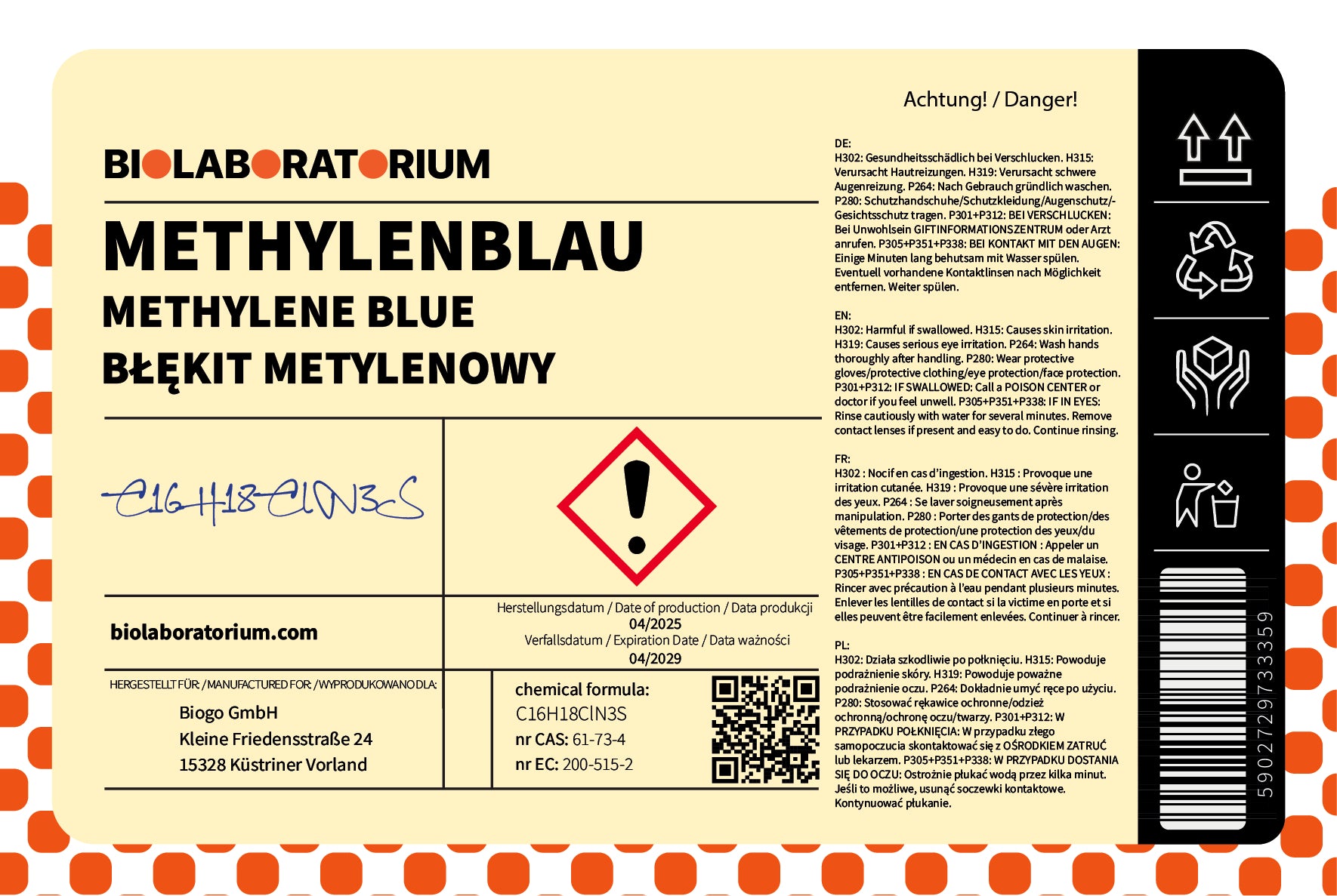 Methylblau Rein 5g von ChemMarkt.de, ADR-Produkt, chemische Substanz in einer transparenten Verpackung