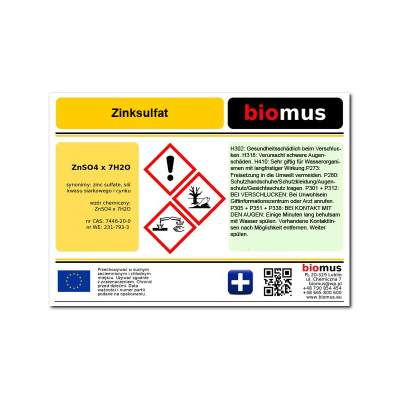 Sulfato de zinc 25kg BIOMUS